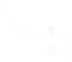 a map with a dotted line and a point on it