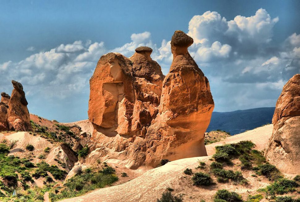 a large rock formation in the desert