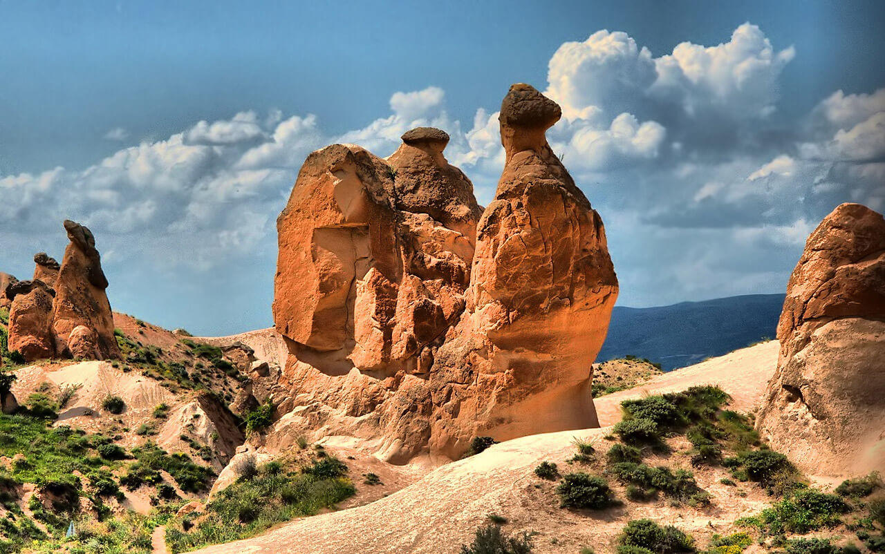 a large rock formation in the desert