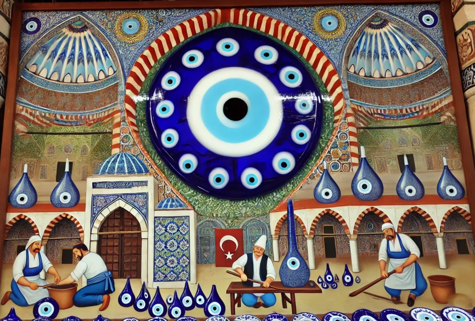 a painting of a blue eye