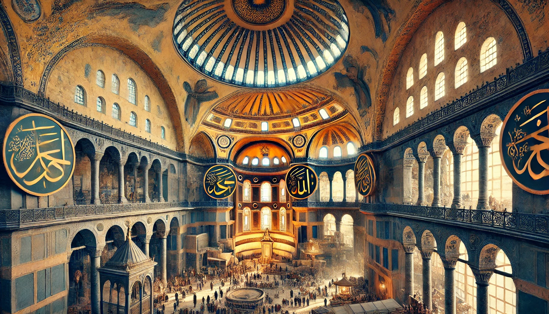 DALL·E 2024 11 07 14.48.22 An artistic illustration of Hagia Sophia in Istanbul showcasing its iconic architecture massive dome and historical details that reflect both Chris